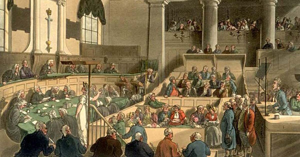 The Old Bailey Criminal Court by Thomas Rowlandson and Augustus Pugin (1808) (Public Domain). In order to testify on the behaviour of a serial killer, a forensic psychologist has to understand their behaviour