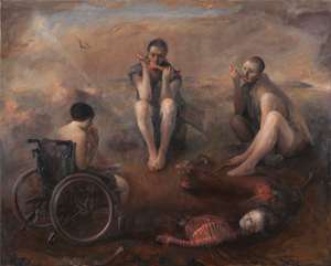 Odd Nerdrum's painting Cannibals (Public Domain)