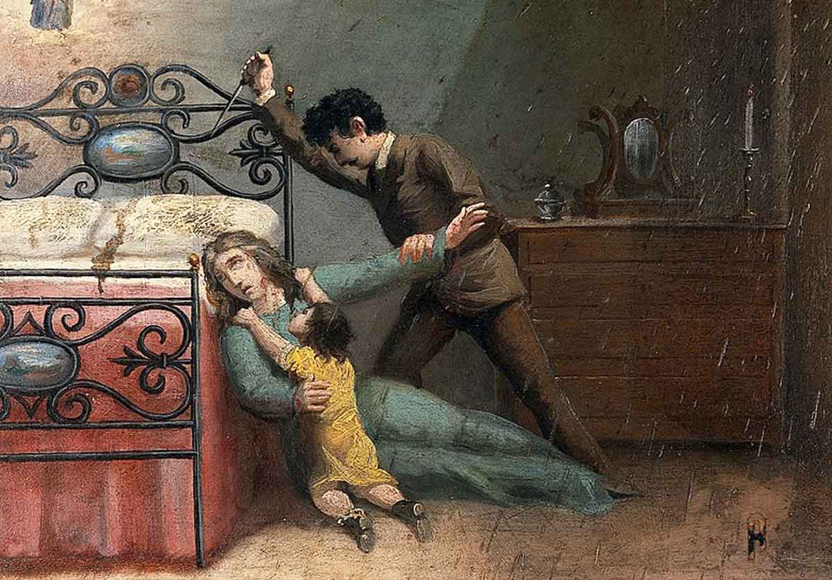 A man stabbing a woman with a stiletto by an Italian painter, 19th century (Wellcome Images/ CC BY-SA 4.0)
