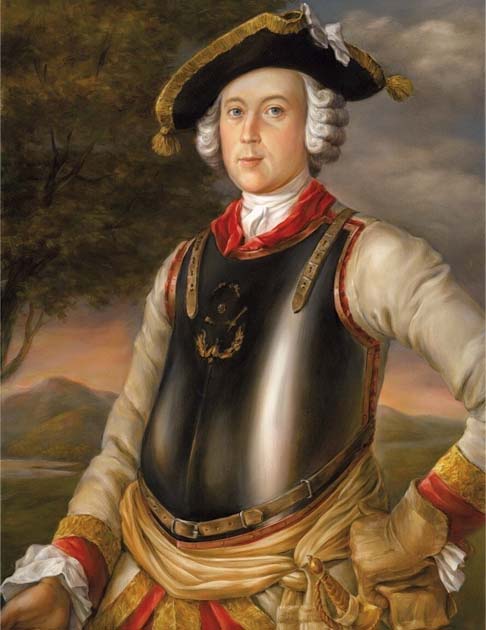 Portrait of the real Baron Von Münchhausen as an Imperial Russian Army officer in Riga (1740)(Public Domain)