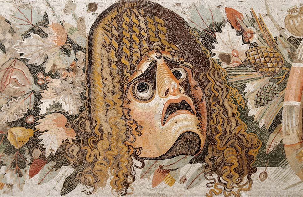 Tragic mask From the House of the Faun, Pompeii. Naples National Archaeological Museum (Public Domain)