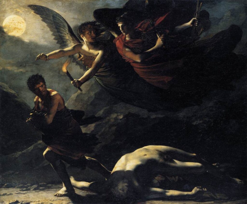 Themis and Nemesis, pursuing a murderer, by Pierre-Paul Prud'hon, (1808) (Public Domain)